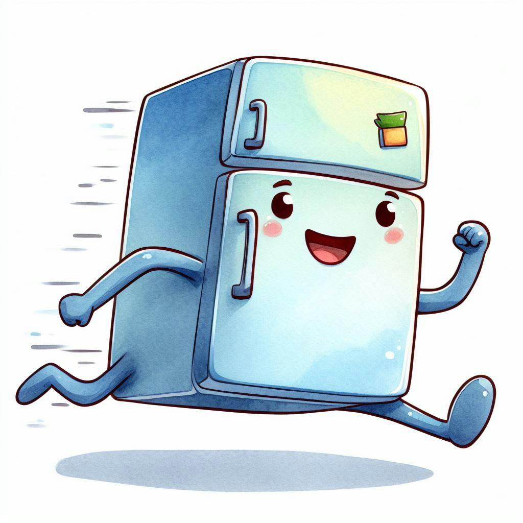 Cartoon Refrigerator Running Image